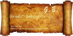 Groó Belizár névjegykártya